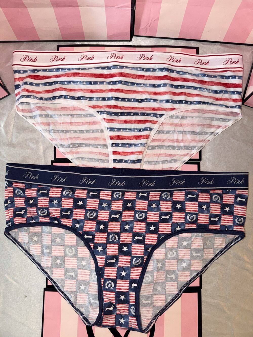 Victorias Secret PINK Hipster Logo Band USA Print Rare (2) XXL